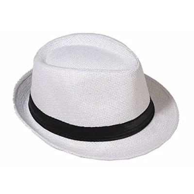 Abbildung von Strohhut Panama Fedora Trilby Gangster Hut Sonnenhut mit Stoffband Farbe: Weiß (Strohhut) Gr: 54