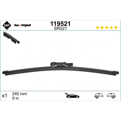 Abbildung von Scheibenwischer Swf Visioflex Rear 119521 240mm hinten Rahmenlos MERCEDES BENZ: A Klasse, C Klasse T modell
