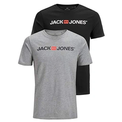 Abbildung von JACK &amp; JONES Herren JJECORP Logo Tee SS Crew Neck 2er PACK T Shirt, Black/2 W. Black/REG FIT, XL