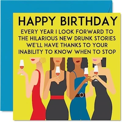 Abbildung von Lustige Geburtstagskarten für Frauen Time At The Bar Happy Birthday Karte Arbeitskollegin, beste Freundin, Cousin, Tante, Schwester, Oma, Mutter, 145 mm x mm, Witz, Banter, Geburtstagskarte sie