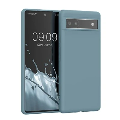 Abbildung von kwmobile Hülle kompatibel mit Google Pixel 6a weiches TPU Silikon Case Cover geeignet für kabelloses Laden Arctic Night