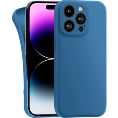 Abbildung von MyGadget Hülle Kompatibel mit iPhone 14 Pro Max robuste Silikon Schutzhülle TPU Case Slim Silikonhülle Back Cover Kratzfest Handyhülle Matt Dunkelblau