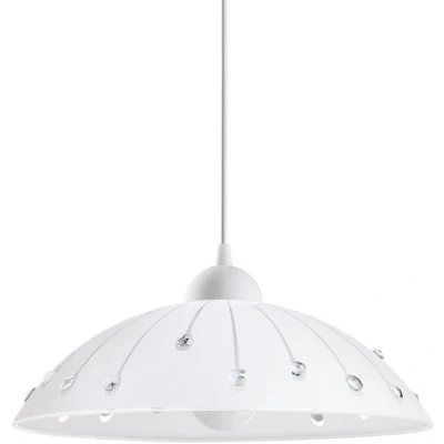 Abbildung von Eglo 96073 Hängeleuchte Vetro in weiß Glas satiniert, Kristall weiß, klar 1X40W H:110 Ø 35cm
