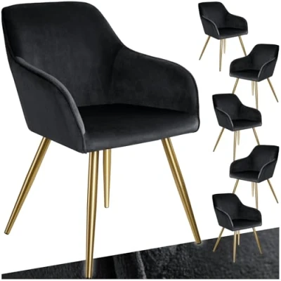 Abbildung von tectake Esszimmerstuhl Marilyn (6er Set, 6 St), gepolstert, in Samtoptik