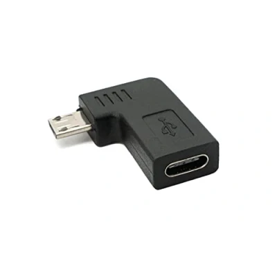 Abbildung von System S USB 3.1 Adapter Typ C Buchse zu 2.0 Micro B Stecker Winkel Kabel in Schwarz