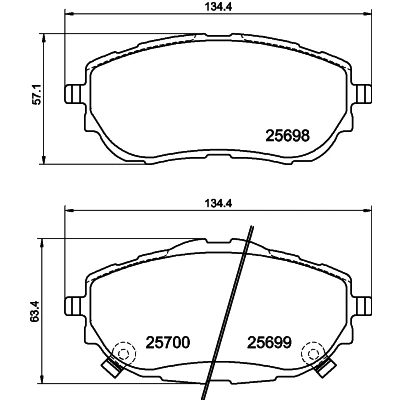 Abbildung von HELLA 8DB 355 020 281 Bremsbelagsatz mit akustischer Verschleißwarnung Zubehör TOYOTA: Auris Schrägheck, Kombi, Corolla X Limousine