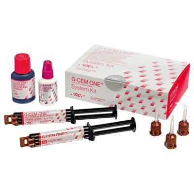 Abbildung von GC G CEM ONE A2 Systemkit 2 x 4,6 Spritze, 15 Automix Tips regular, 5 endo tips, 4 ml Adhesive Enhancing Primer, Multi