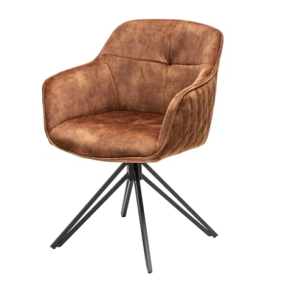 Abbildung von riess ambiente Polsterstuhl EUPHORIA braun / schwarz (Einzelartikel, 1 St), Esszimmer · Samt Metall mit Armlehne 180 drehbar Retro