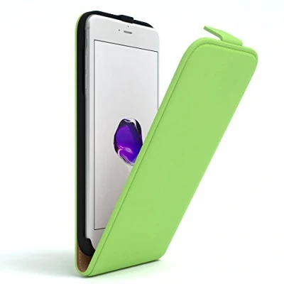 Abbildung von EAZY Case Hülle kompatibel mit iPhone 7 Plus / 8 Flip Cover zum Aufklappen, Handyhülle aufklappbar, Schutzhülle, Flipcover, Flipcase, Flipstyle vertikal klappbar, aus Kunstleder, Grün