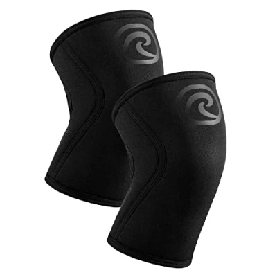 Abbildung von Rehband Kniebandage Kraftsport, Kniestütze für Cross Fit &amp; schweres Training, Knee Sleeve aus 5 mm Neopren, in vielen Farben Größen, Unisex, Farbe:Carbon/Schwarz 1 Paar, Größe:XL