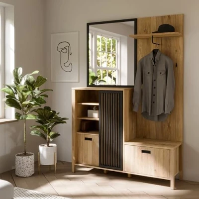 Abbildung von FORTE Kompaktgarderobe Jytana Kompaktgarderobe, Stauraum, Lamellenoptik, Trendfarbe