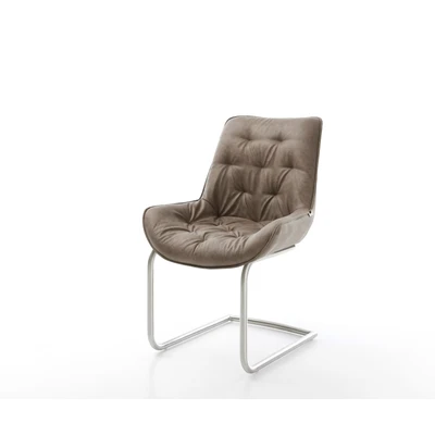 Abbildung von Schwingstuhl Taimi Flex Taupe Vintage Freischwinger rund Edelstahl