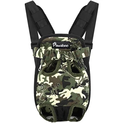Abbildung von Pawaboo Haustier Rucksack Hund Tragetasche, Verstellbar Beinen Heraus Rucksäcke Tragbar Reisetasche, Atmungsaktiv und Bequem Speziell für Klein Mittler Hunde Katzen Welpen XL Tarnung