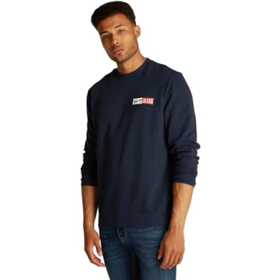 Abbildung von Tommy Jeans Herren Sweatshirt Entry Graphic Rundhalsausschnitt, Blau (Dark Night Navy), XS