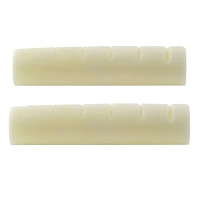 Abbildung von Musiclily Pro 43,99mm Gekerbt E Gitarre und Akustikgitarre Knochensattel Bone Nut für 6 saitiges Epiphone Pre 2014, Elfenbein(2 Stück)