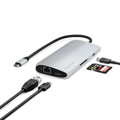 Abbildung von Satechi USB C Multi Port Adapter 8K Ethernet V3 space gray ST P8KES