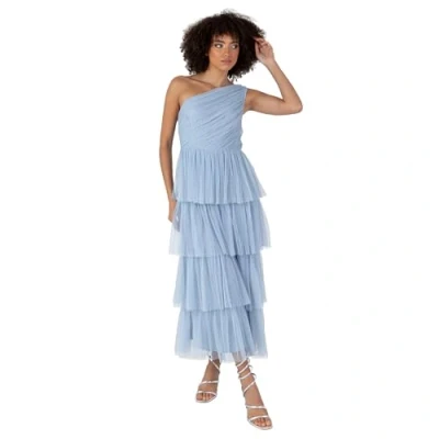 Abbildung von Anaya with Love Women&#039;s Midaxi Ladies One Shoulder Sleeveless Tiered Skirt for Wedding Guest Bridesmaid Evening Occasion Ball Gown Dress, Soft Blue, 36