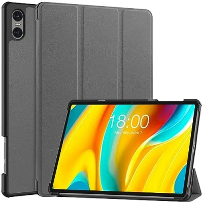 Abbildung von GIOPUEY Hülle Kompatibel mit Teclast T50 Pro, Flip Case [Bracket Funktion] 360 Schutz Grau
