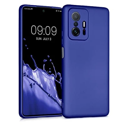 Abbildung von kwmobile Case kompatibel mit Xiaomi 11T / Pro Hülle Schutzhülle aus Silikon metallisch schimmernd Handyhülle Metallic Blau