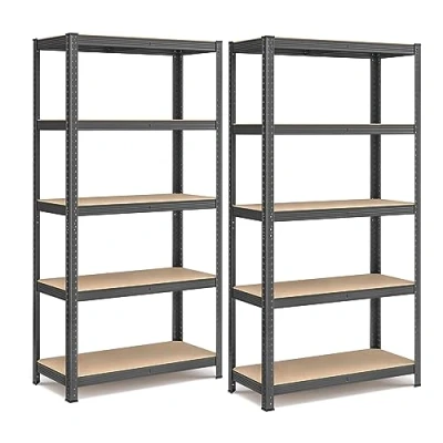 Abbildung von SONGMICS 2 Stück 5 Ebenen Lagerregal Steckregal Garagenregal bis 875 kg Tragkraft 40 x 90 180 cm Taubengrau GLR040G02