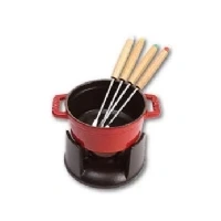 Abbildung von STAUB Fondueset klein inkl. 4 Fonduegabeln, 10 cm, 0,25 l, Gusseisen, Induktionsgeeignet, Kirschrot