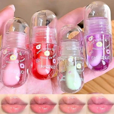 Abbildung von 4 Stück Lipgloss öl Set, Set Mit Fruchtgeschmack, Süßes Lip Jelly, Feuchtigkeitsspendendes Lippen Make Up Für Kinder Damen, Kinderfreundlich Party Geschenk