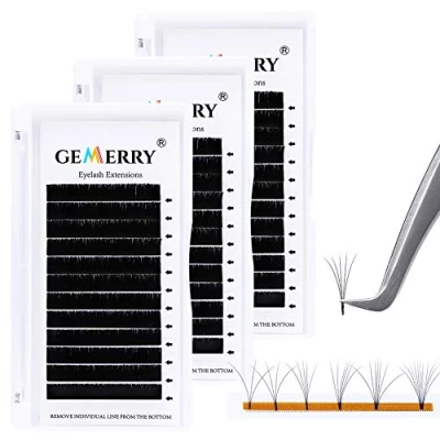 Abbildung von 3x Selbstfächernde Volumen Wimpern 0,07 C curl 12mm 13mm 14mm Easy Fan Lashes 2D 3D 6D 10D Wimpernverlängerung Volumentechnik Russian Lash Extensions (0.07 C12+C13+C14)