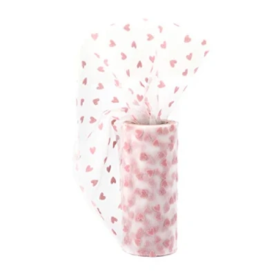Abbildung von Creativery Tüll Stoff 9m x 15cm Samt Herzen Rolle transparent zum Basteln von Tüllröcken und Kostümen, Farbauswahl:rosa 148