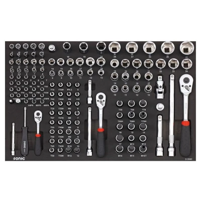 Abbildung von SONIC 313902 Steckschlüsseleinsatz Set 139 Sechskant, Spline, Torx, Kreuzschlitz (PH), Torx TR 1/4, 3/8, 1/2