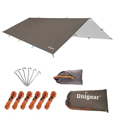 Abbildung von Unigear Regen Abdeckplane, Tarp Rain Fly, Zeltdach, wasserdicht, Wanderschutz, faltbar, leicht, Schutz gegen Regen, Schnee und Sonne beim Camping.