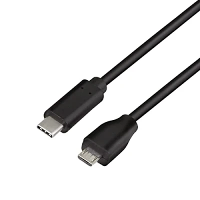 Abbildung von LogiLink USB 2.0 Typ C zu micro Anschlusskabel, zum Laden von Geräten &amp; Synchronisieren Daten, Farbe: Schwarz, Kabellänge: 1m