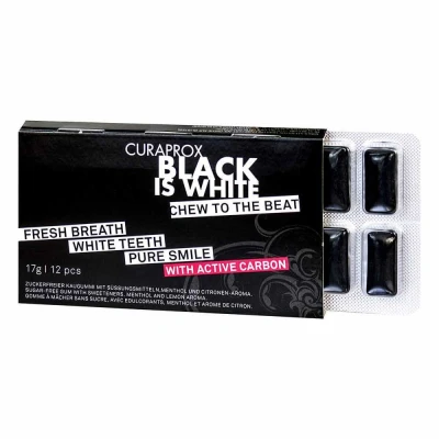 Abbildung von CURAPROX Black Is White Chewing Gum 12 Kaugummis