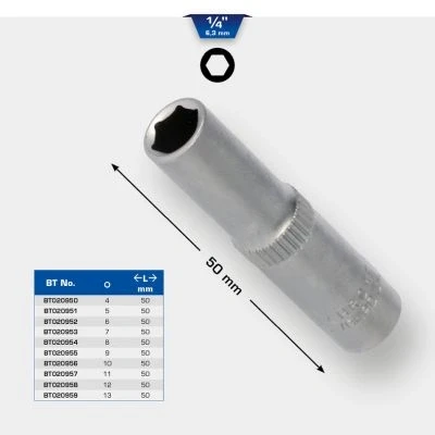 Abbildung von BRILLIANT TOOLS BT020951 1/4&quot; Sechskant Stecknuss, lange Ausführung, 5 mm [Powered by KS TOOLS]