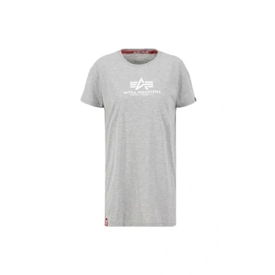 Abbildung von Alpha Industries Damen Basic T Long Wmn Shirt, Greyheather/White, M