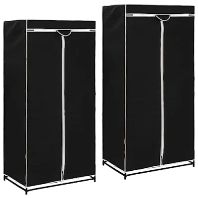 Abbildung von vidaXL 2X Kleiderschrank mit Reißverschlüssen Faltschrank Stoffschrank Campingschrank Garderobe Schrank Regal Garderobenschrank Schwarz 75x50x160cm