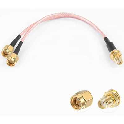 Abbildung von Vecys SMA Splitterkabel Buchse auf Dual Stecker Koaxialkabel 3 Wege Splitter V Typ RG316 6&quot;/15CM für 2G 3G 4G LTE Antenne Router Gateway Modem MiFi Mobile Hotspot