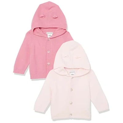 Abbildung von Amazon Essentials Unisex Baby Kapuzenpullover, 2er Pack, Hellrosa/Staubrosé, 12 Monate