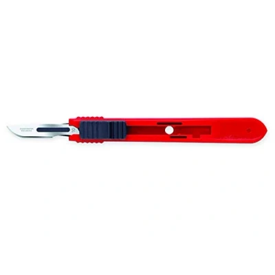 Abbildung von Swann Morton Sterile Einmalskalpelle mit einziehbarer Klinge Nr. 10/Schwarz aus rostfreiem Edelstahl, Schachtel 25 einzeln verpackten Stücken.