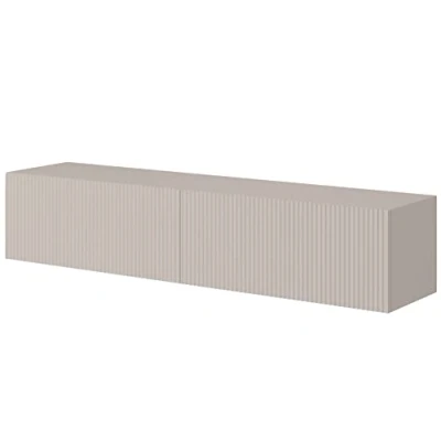 Abbildung von Selsey TV Schrank Board Sideboard Fernsehtisch Fernsehschrank 140 cm Hängend Gefräste Front Graubeige Veldio