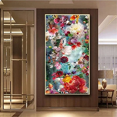 Abbildung von Diamond Painting groß Voll Farbe Blumen 5D Diamant Bilder Erwachsene, Kinder,Daiments Set,Anfänger Diamantmalerei, DIY Daiments 60x120cm,24x48in