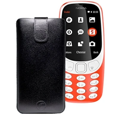 Abbildung von Original Favory Etui Tasche für Nokia 3310 (2017) Leder Handytasche Ledertasche Schutzhülle Case Hülle Lasche mit Rückzugfunktion* in schwarz
