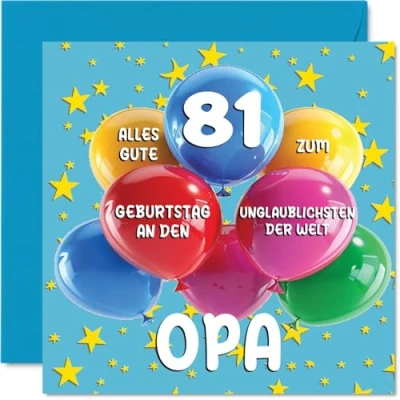Abbildung von Stuff4 81. Geburtstagskarte Opa Unglaublichsten der Welt Geburtstagskarten für 81 Jahre von Enkel Enkelin, 145mm Geburtstag Glückwunschkarten
