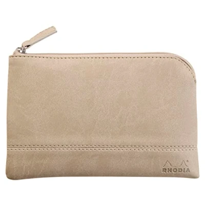Abbildung von Rhodia 116526C Rhodiarama Reißverschlusstäschchen aus italienischem Kunstleder, Kleinformat (11x17 cm), Beige, 1 Stück