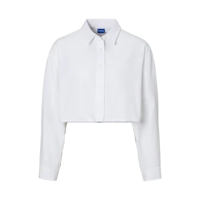 Abbildung von HUGO Blue Klassische Bluse Erisa_B Oxford Qualität, tonaler Logostickerei, Cropped Style Fashion
