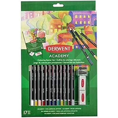 Abbildung von Derwent Academy Buntstifte Malset, Set zum Zeichnen &amp; Ausmalen, 17er Set, Inklusive Spitzer Radierer, Ideal Serie, 2305678