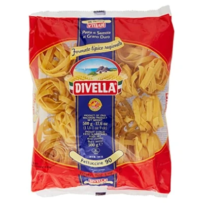 Abbildung von 12x Divella Fettuccine N. 90 Hartweizengrieß Pasta Italienische Nudeln 500g Packung + Italian Gourmet Polpa di Pomodoro 400g Dose