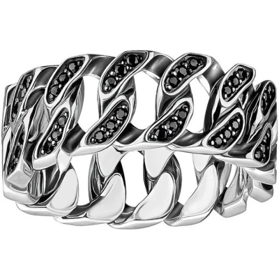 Abbildung von THOMAS SABO Fingerring Breiter Kettenglieder Ring Silber mit Zirkonia, TR2501 643 11 54 68, Zirkonia (synth)