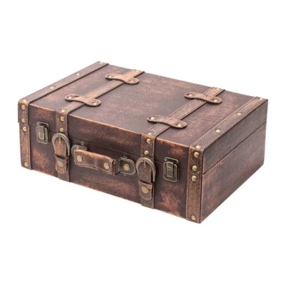 Abbildung von HMF Aufbewahrungsbox Handgefertigter Vintage Koffer aus Holz, Deko (1 St), Geschenkkoffer im Klassik Design, 38 x 26 13 cm
