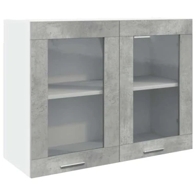 Abbildung von vidaXL Hängeglasschrank Betongrau 80x31x60 cm
