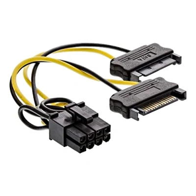 Abbildung von InLine 285118 26628D Stromadapter intern, 2x SATA zu 8pol für PCIe (PCI Express) Grafikkarten, 0,15m